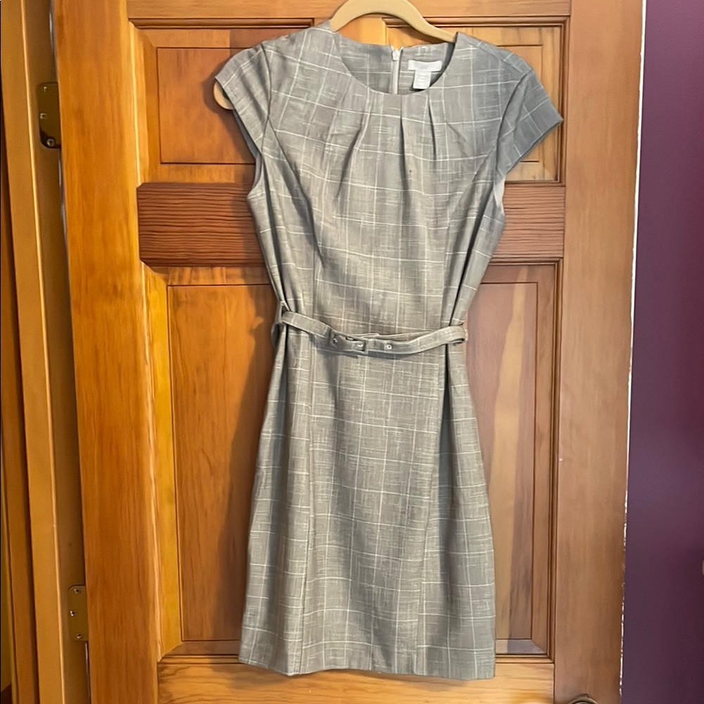 H&M Gray Checkered Midi Dress NWT Small